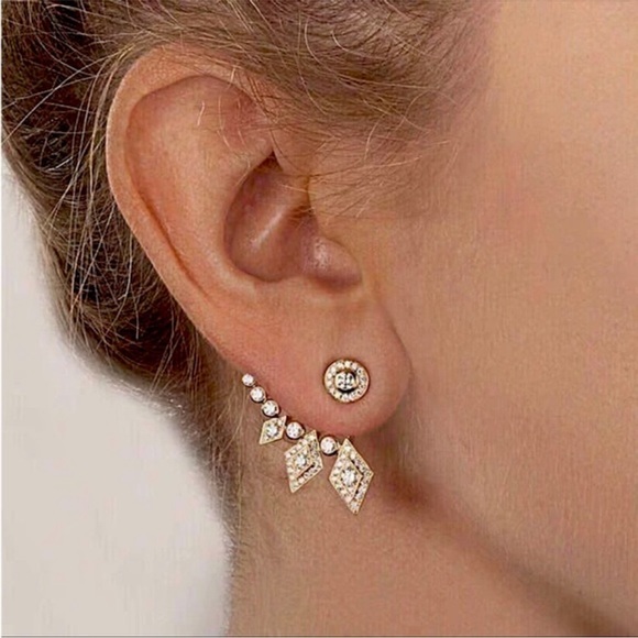 Ana Luisa Jewelry - “Angel of Mine” Luxury Diamond Rhinestone Climber Gold Silver Stud Sexy Earrings